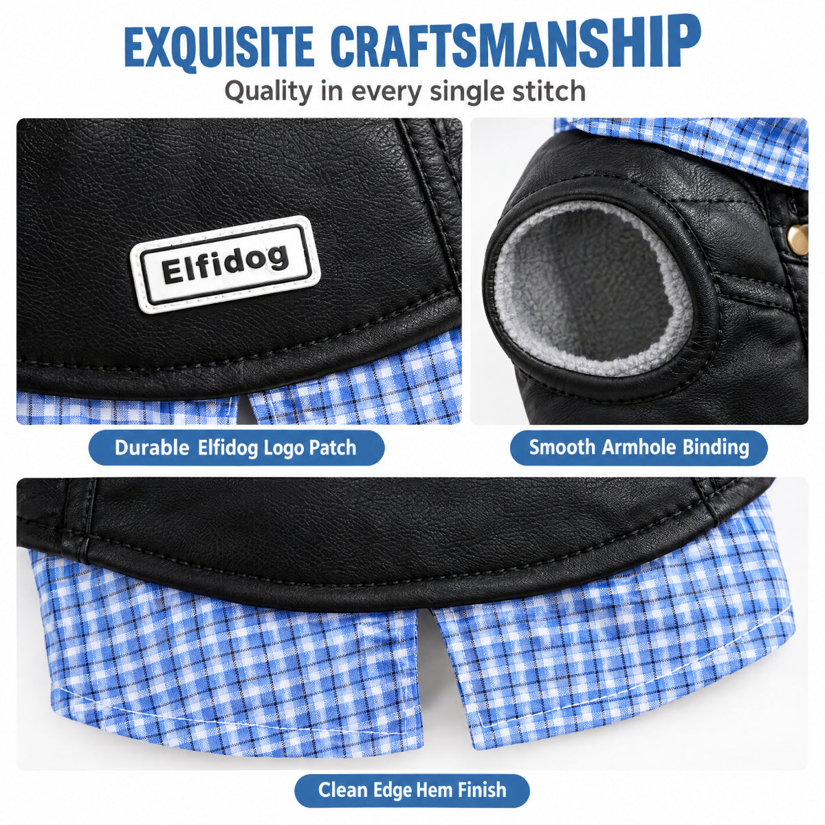 Plaid & Faux Leather Two-Piece Outfit for Small Dogs
