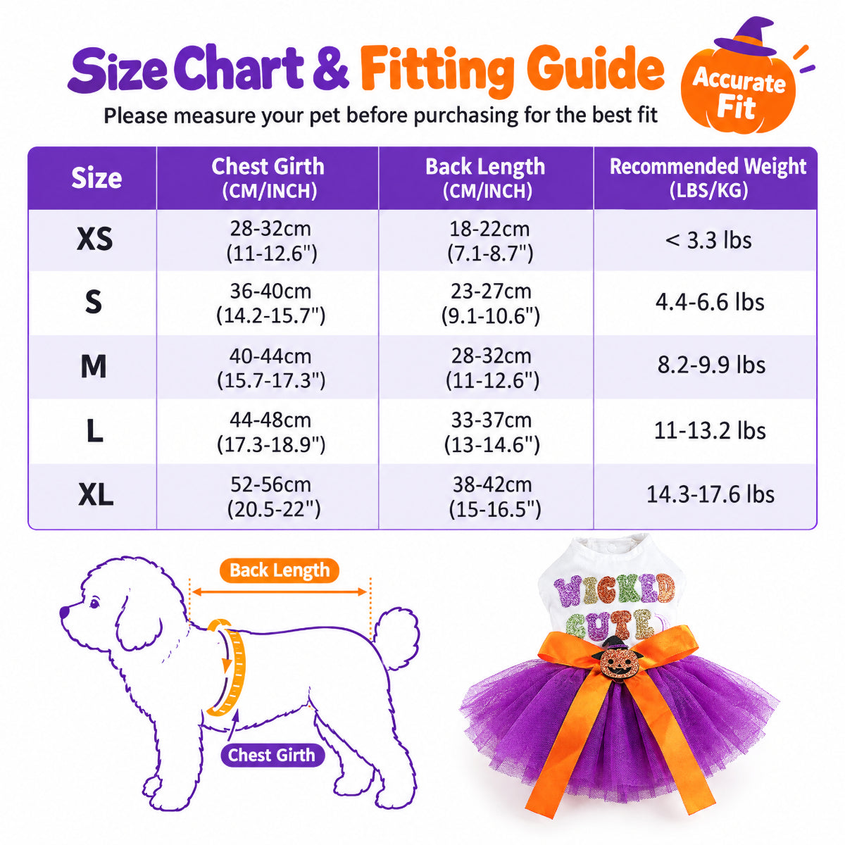 Halloween Tutu Dress for Small Dogs