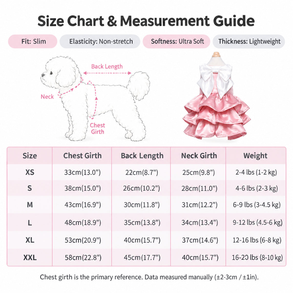 Pink Satin Heart Bow Dress for Small Dogs