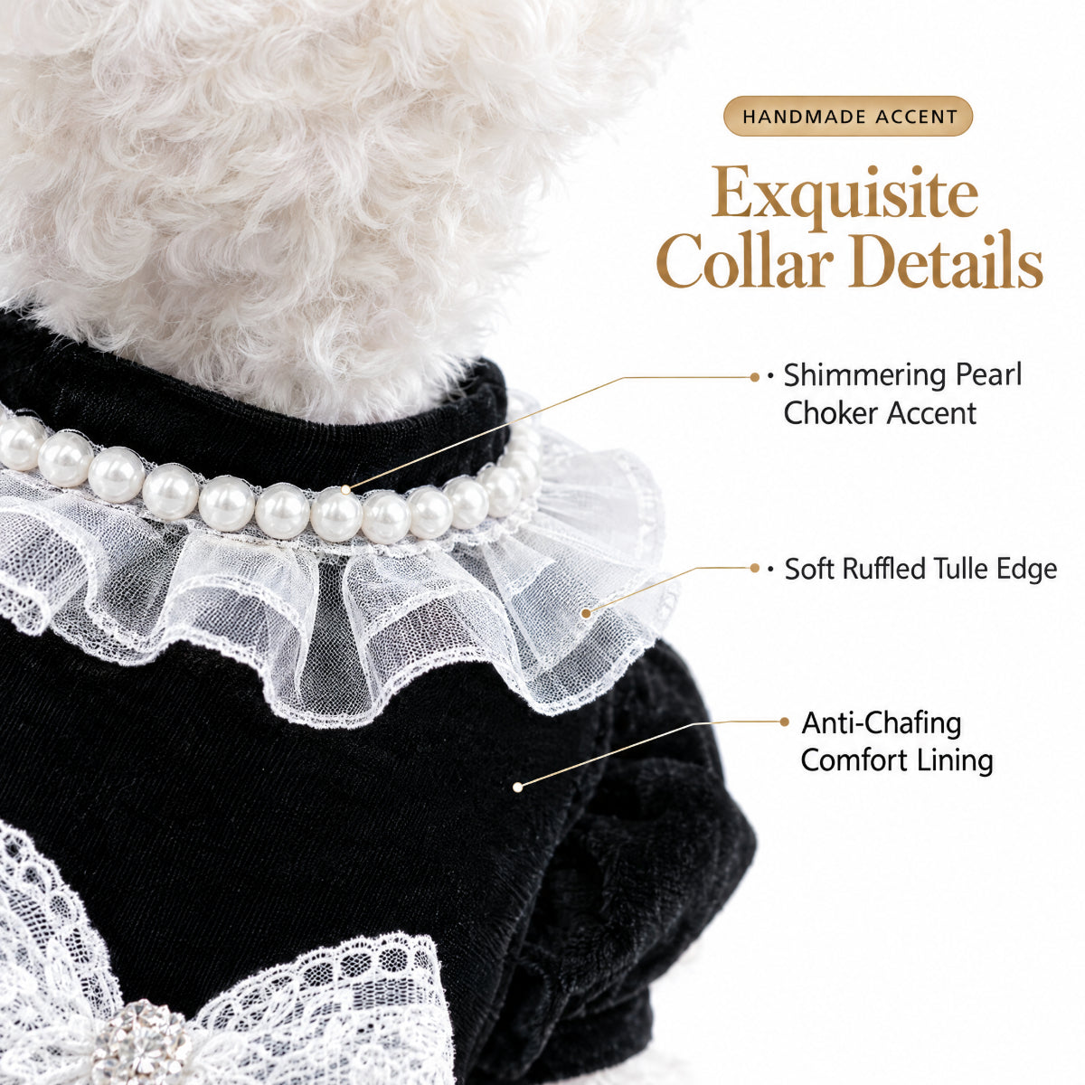 Black Velvet Lace Princess Dress for Small Dogs
