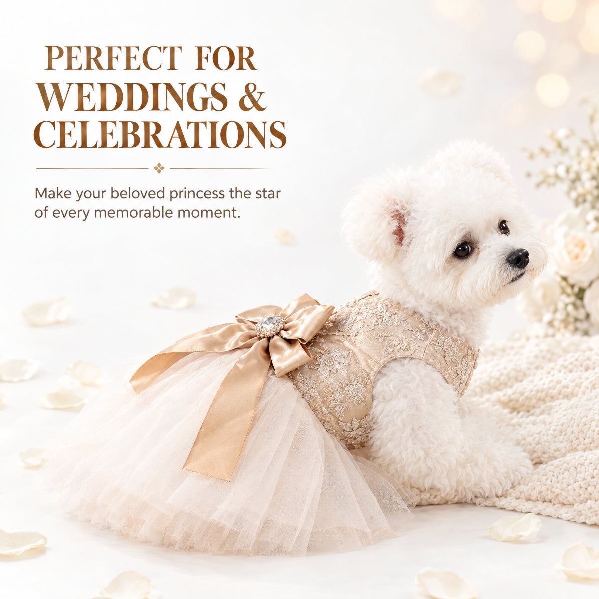 Champagne Luxury Princess Dress for Small Dogs