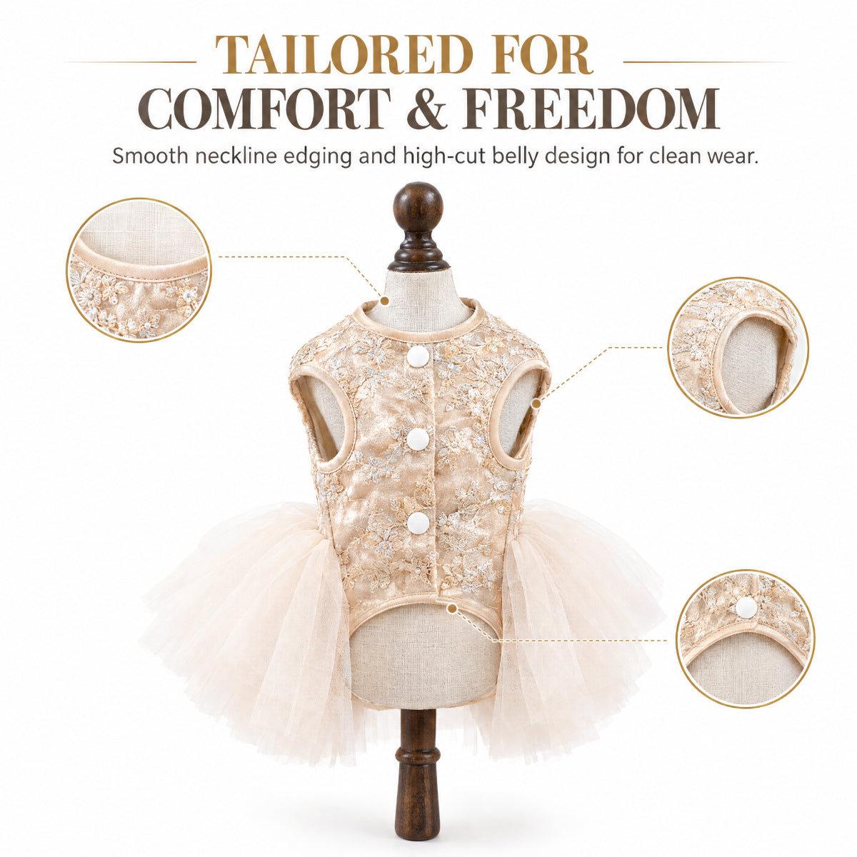 Champagne Luxury Princess Dress for Small Dogs