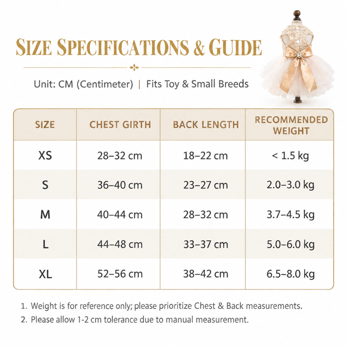 Champagne Luxury Princess Dress for Small Dogs