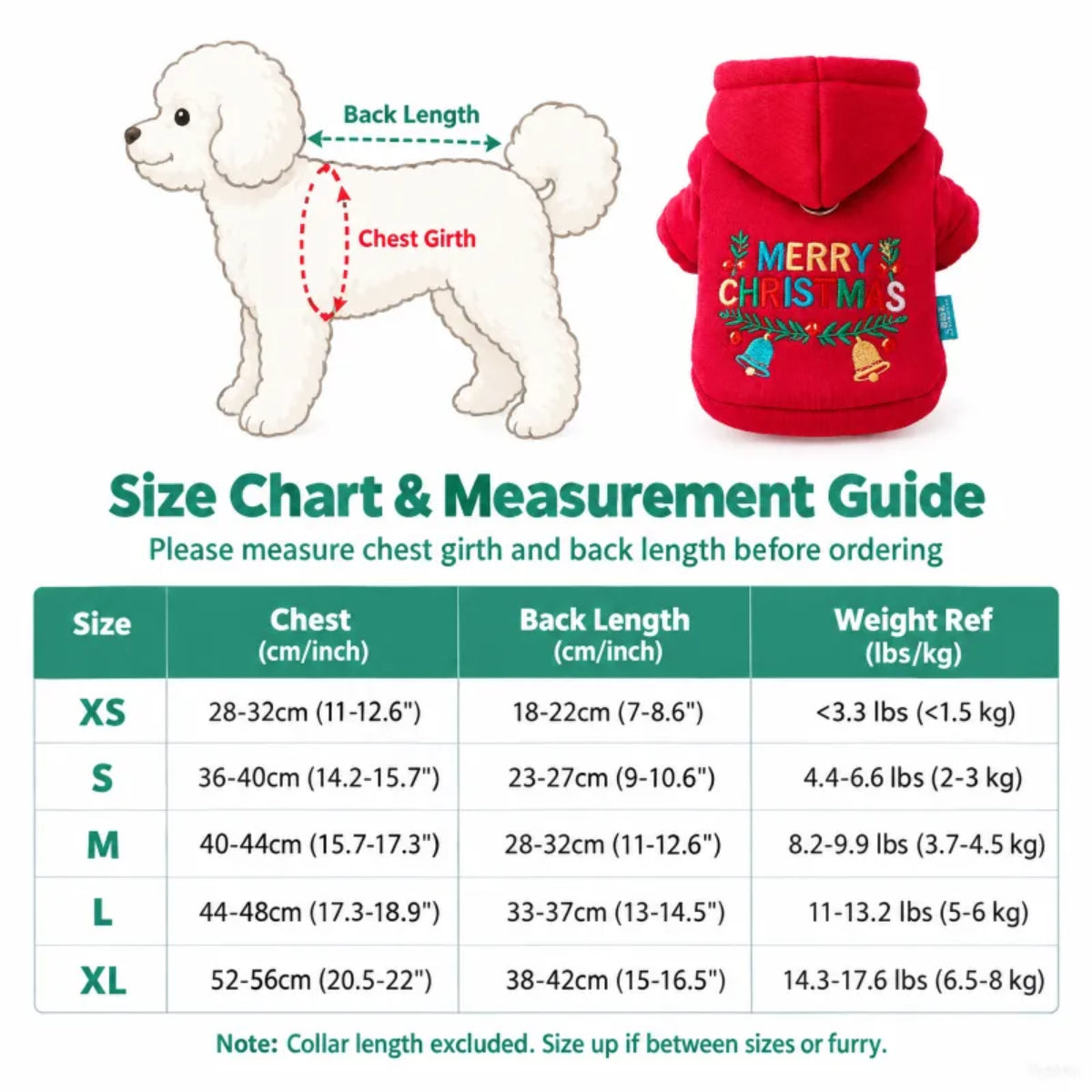 Christmas Bell Hoodie for Small Dogs