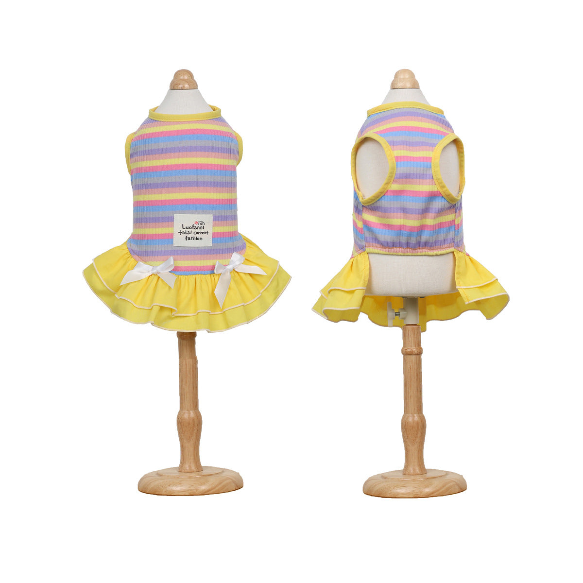 Rainbow Stripe Summer Dress for Small Dogs
