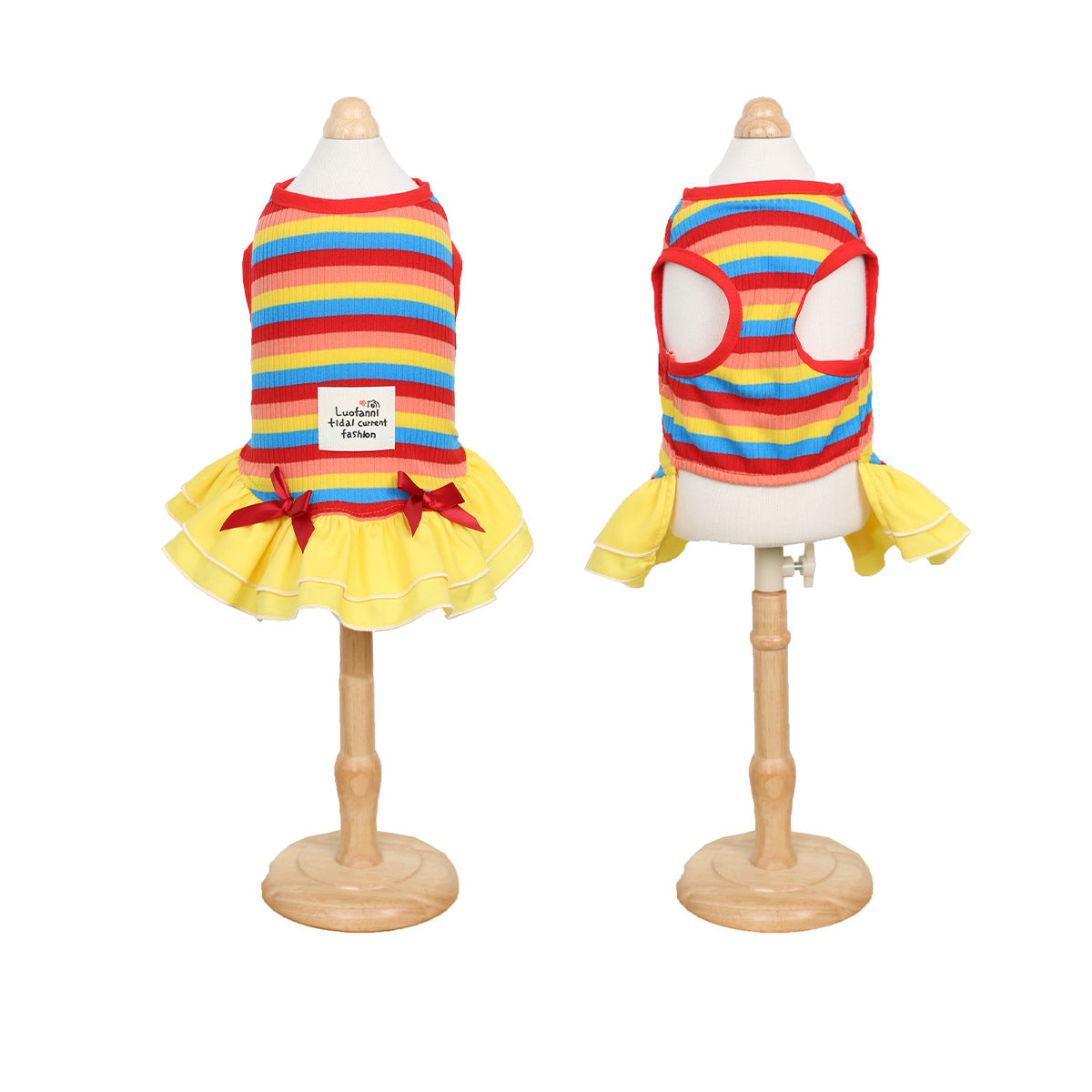 Rainbow Stripe Summer Dress for Small Dogs