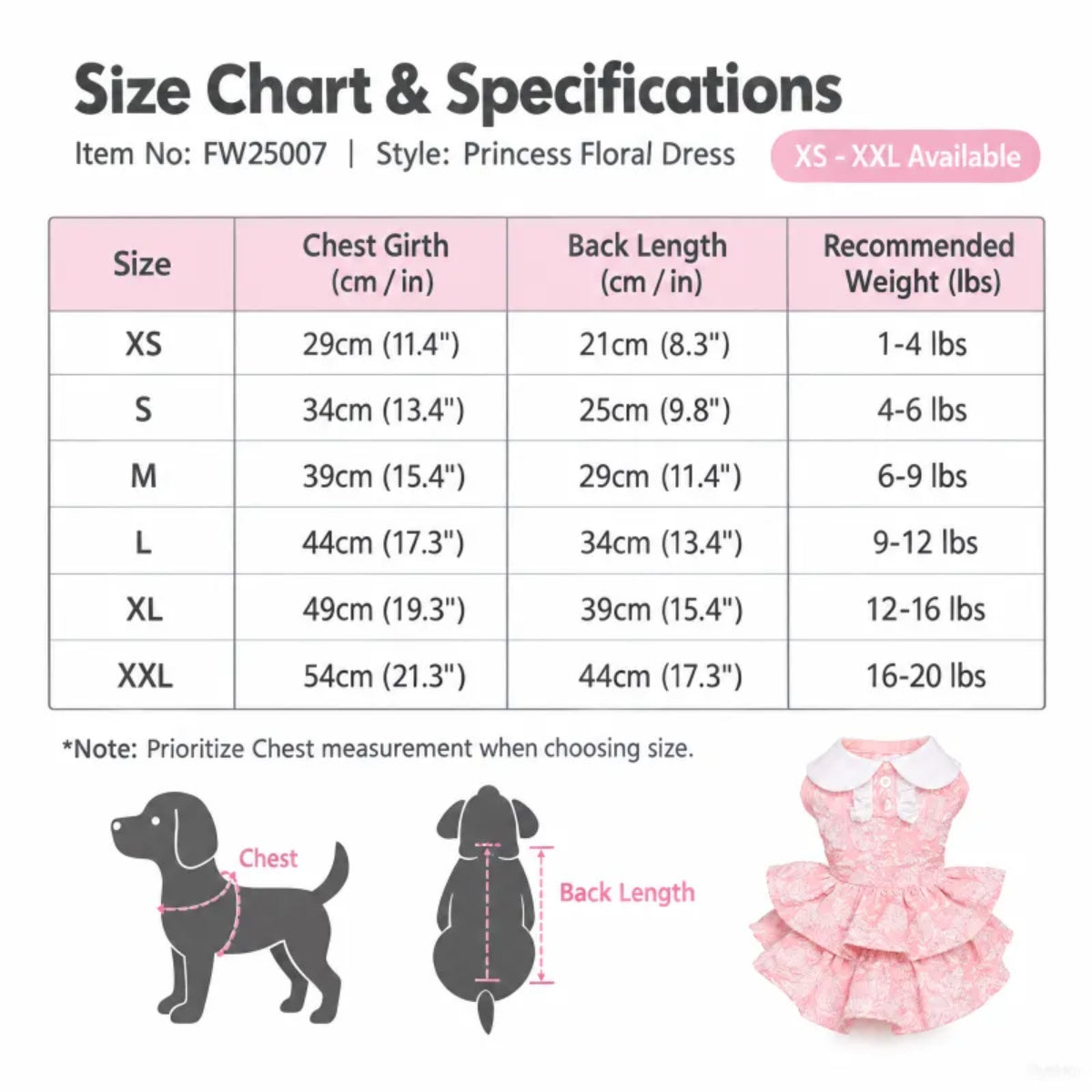 Pink Floral Ruffle Dress for Small Dogs