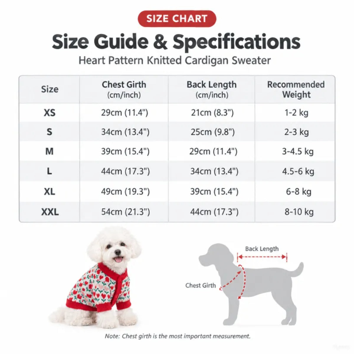 Sweet Heart Knit Cardigan for Small Dogs