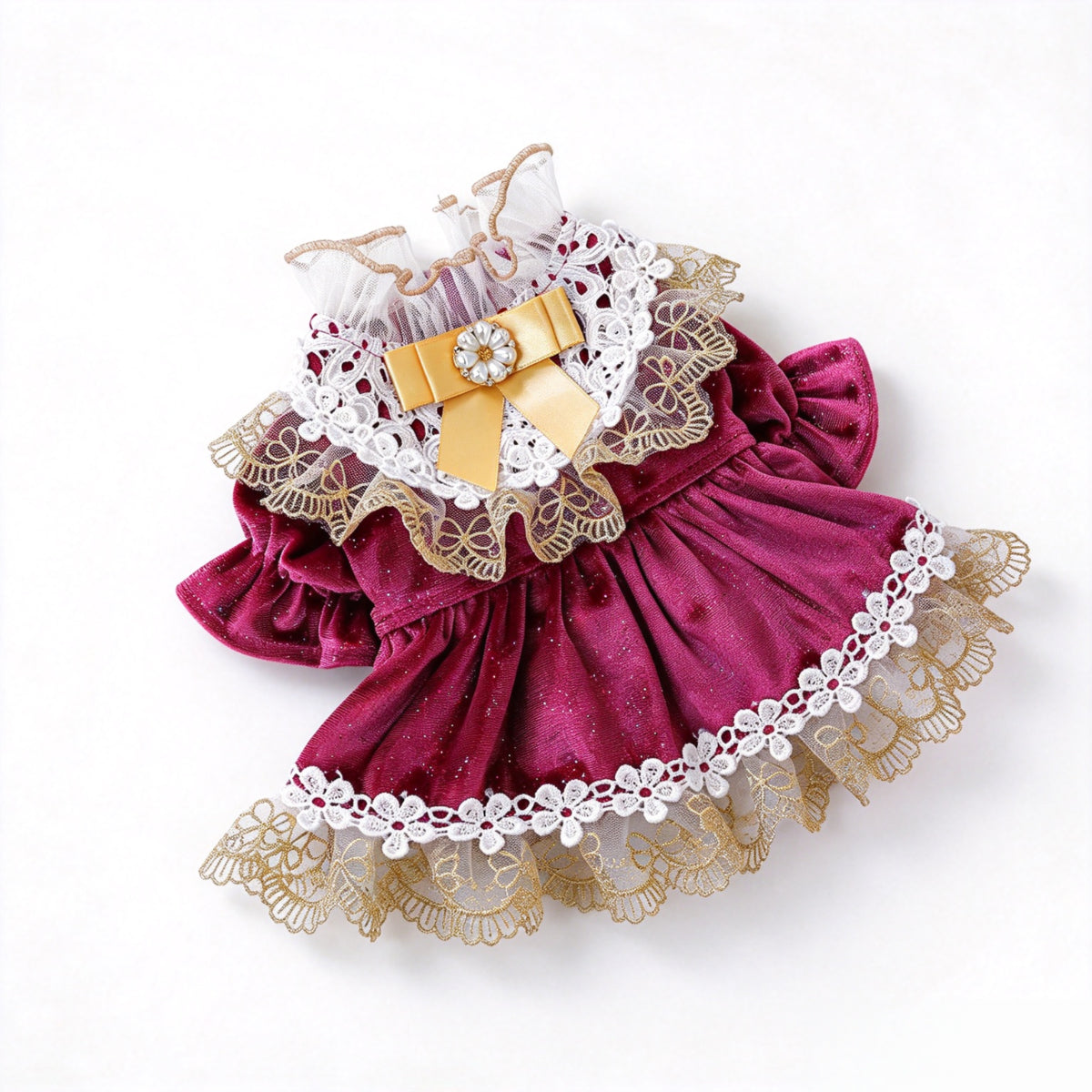 Black Velvet Lace Princess Dress for Small Dogs