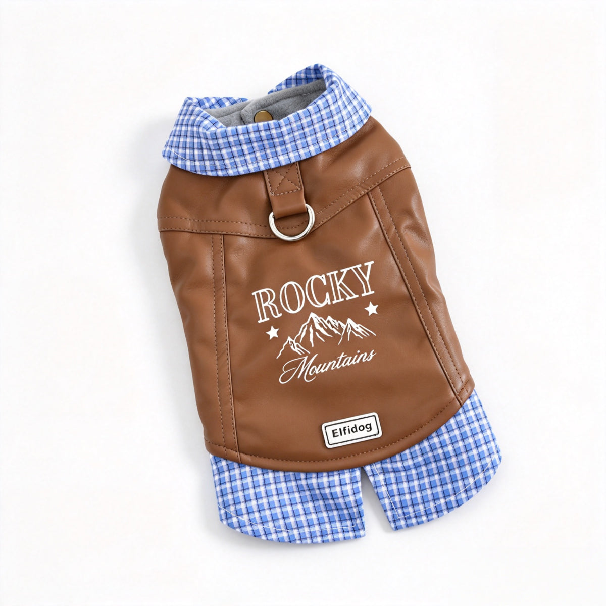Plaid & Faux Leather Two-Piece Outfit for Small Dogs